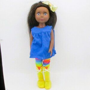 Glitter Girls Battat 14" African American Doll With Brown Hair Blue Eyes Gold Bo